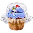HIMETSUYA Cupcake Boxes Individual Cupcake Containers, 50 Packs Regular Single Cupcake Holder High Topping for Muffins, Thicker Stackable Plastic Cupcake Carrier for Party (50 pack)