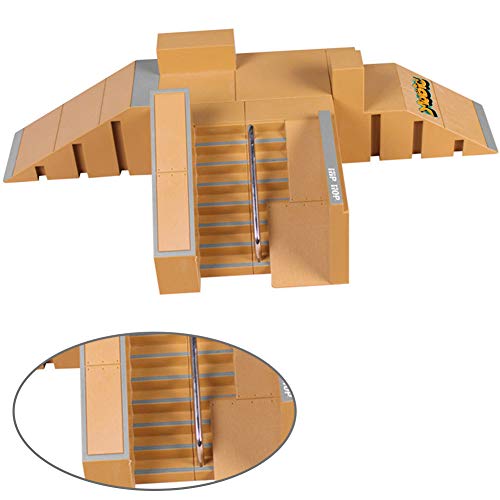 Naisidier Finger Skateboard Park Kit Mini Finger Skate Park Kit Ramp Parts with Finger Boards for Finger Skateboard Ultimate Parks Training Props Style-8091B 1Set