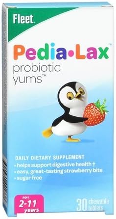 Fleet Pedia-Lax Probiotic Yums, Strawberry Flavor, 30 Chewable Tablets by Pedia-Lax