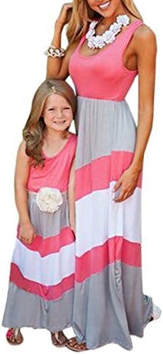 Summer Cute Mommy and Me Boho Striped Chevron Maxi Dresses