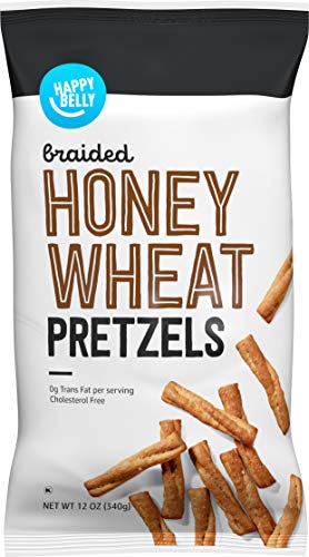 Amazon Brand - Happy Belly Braided Honey-Wheat Pretzels, 12 Ounce (Pack of 1)