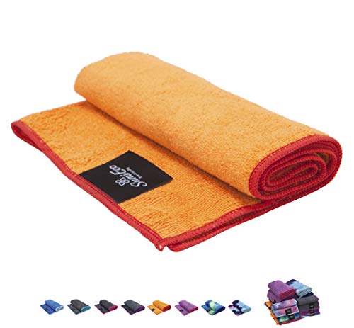 SUMI ECO ECO-FRIENDLY The Perfect Yoga Hand Towel 2SET - Super Soft, Sweat Absorbent, Multicolored Wicking, Non-Slip Bikram Hot Yoga Rug for Pilates Lovers (Orange | Red Edge)