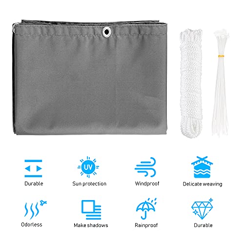 Balkon Sichtschutz, 0,75 x 6m Balkonabdeckung Balkonsichtschutz Balkonverkleidung blickdichte Windschutz und UV-Schutz, mit Ösen, Nylon Kabelbinder und Seil, 100% Schutz der Privatsphäre für Balkon