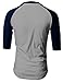 TL Men Baseball Crew Neck Cotton Long or 3/4 Sleeve Essential Raglan Tee Shirts