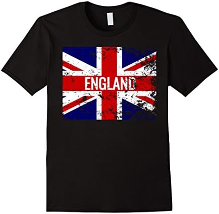 Mens Union Jack Distressed England British Flag T-Shirt Medium Black