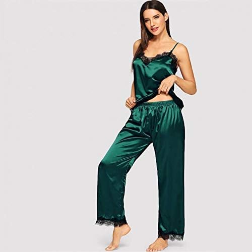 DAOYOU Lace Satin Pajama Set Women Fashion Ladies Pajamas Lounge Sleepwear Sexy Nightwear