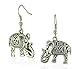 SUNSCSC Silver Plated Cute Carve Turquoise Pendant Elephant Necklace Ear Wire Hook Dangle Earrings Set (1 Pair Earrings)