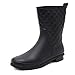 Asgard Women's Mid Calf Rain Boots Waterproof Rubber Booties BK39 Black