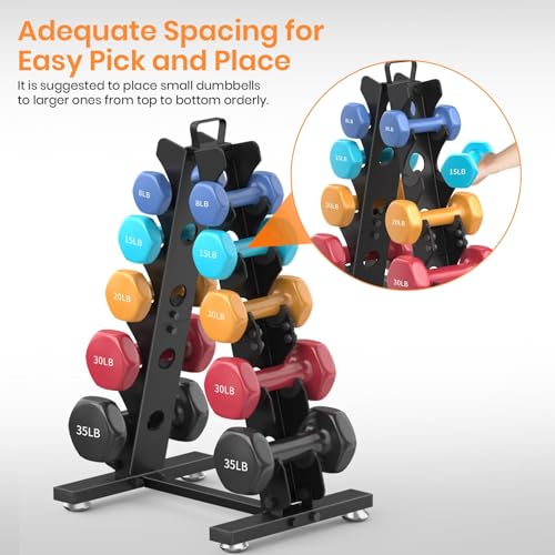 Dumbbell Rack Stand Only, Weight Rack for Dumbell Set, Home Gym Storage Stand, for Weights Metal A-Frame Strength Training Dumbbell Holder, with Handle, Dumbells not Included