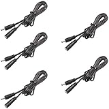 Lvyinyin Extension Cable for Under Cabinet Lighting Dimmable LED Puck Lights Linkable Strip Kit DC 12V 5ft 35-135 DC Connector (#35-135, 5 Packs, Black Cord)