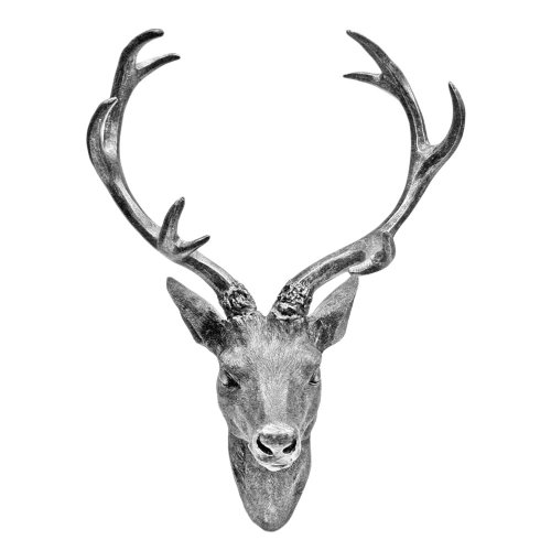 Deer antler deer head 10 Ender in Silver Metal Design 30 x 40 cm, Sculpture Decoration Buy