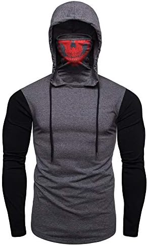 Sweatshirts Hoodies for Men,Mens Hoodies Mask Skull Pullover Long Sleeve Hooded Sweatshirt