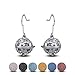 INFUSEU Dangling Earrings Daisy Drop for Women Aromatherapy Essential Oil Diffuser Locket Jewelry + 14 PCS Lava Stone Rock Balls (Silver)