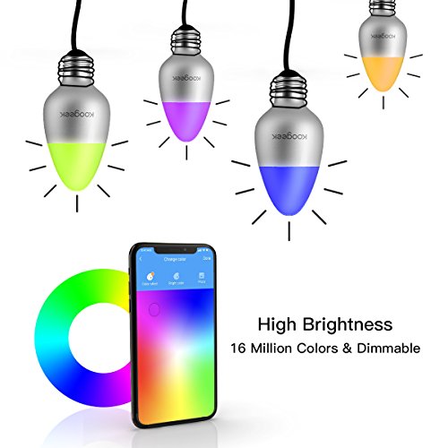 Homekit Light Bulb, Koogeek Smart Bulb Color Changing Dimmable WiFi
