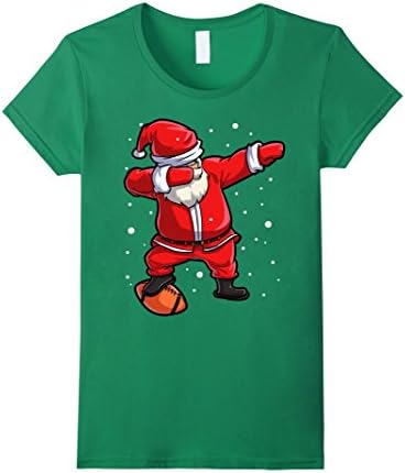 Womens Dabbing Santa Football T Shirt Claus Christmas Funny Dab X-m Small Kelly Green