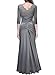 Miusol Women's Retro Floral Lace Vintage 2/3 Sleeve Slim Ruched Wedding Maxi Dress,Silver Gray,Medium
