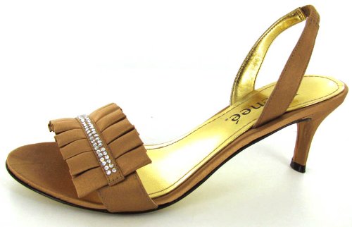 J. Renee Womens Zara Kitten Heel Sandal Pump Shoe, Old Gold, US 6.5