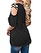 LILBETTER Women's V Neck T Shirts Casual Loose Hollow Out Shoulder Blouses (Black XL)