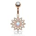CrazyPiercing Dangle Belly Button Rings Surgical Stainless Steel for Women 5 PCS Set (Rose Gold)