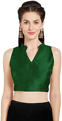Women's Art Silk Readymade Latest Saree Blouse Sleeveless Choli Mirchi Fashion Top