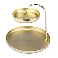 Hli-SHJHsmu 1PC Large Jewelry Tray Double Jewelry Tray Attractive Jewelry Storage Two-Tiered Double Layer Storage Disc Tray Cosmetics Jewelry Desktop Golden Glove Double Shelf