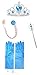 Ice Princess Elsa Accessories Set with Gloves, Crown, Hair piece and Wand by URAQT