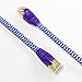 Tera Grand - 6FT - CAT7 10 Gigabit Ethernet Ultra Flat Patch Cable for Modem Router LAN Network - Braided Jacket, Gold Plated Shielded RJ45 Connectors, Faster Than CAT6a CAT6 CAT5e, Purple & Blue