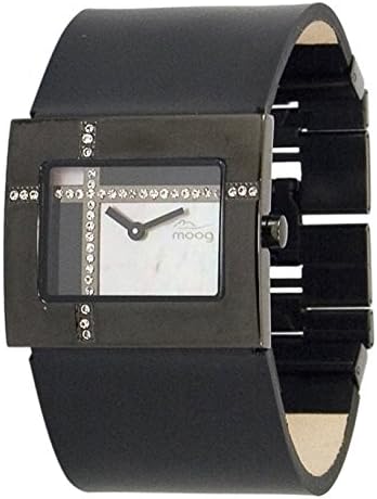 Moog Paris Mondrian Women's Watch with Pink/Blue/Gold/White/Multicolor/Silver Dial, Pink/Blue/White/Brown/Bronze/Gold/BlackGenuine Leather Strap & Swarovski Elements