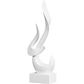 Paytonture White Fire Flame Sculpture, Modern Abstract Resin Statue, Art Statue Home Decor for Living Room TV Stand Coffee Table Shelf Accents Decor