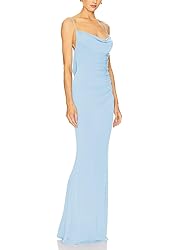 Capuffy Women Drape Neck Formal Maxi Dresses Lace