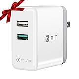 QC3.0 Wall Charger,IBIT Dual Port USB Quick Charge 3.0 Wall Charger with Foldable Plug for iPhoneX/8/7/6s/Plus, SamSung, LG, Nexus, HTC and More