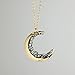 MignonandMignon 16k Gold Plated Crescent Moon Necklace with Black Crystals Mother's Day Gifts for Women - ZCMN