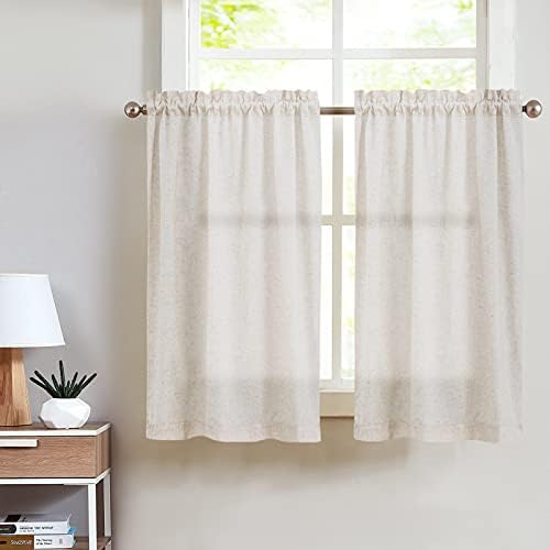 thumbnail image 2 of TOPICK Linen Blend Kitchen Curtains, 36 Inch Drop Small Cafe Curtains, Solid Pattern Light Filtering Short Curtain Tiers For Bathroom Sink Cupboard... 2 of 14