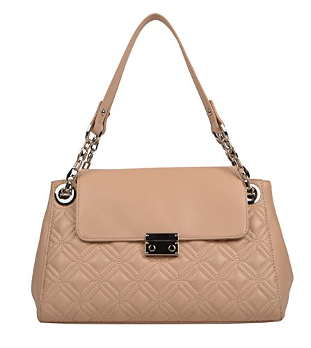 Louvier Cinais Leather Paulina Shoulder Bag (Beige)