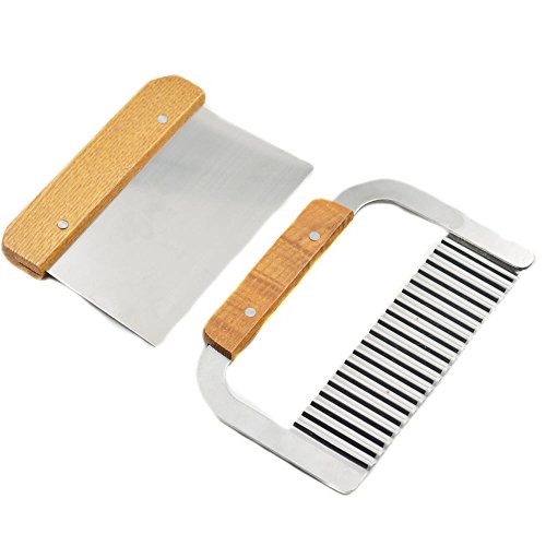 1 Pc Premium Stainless Steel Blade Wavy and Straight Cutter Fries Cutter Wooden Handle Loaf Cutter Slicer Planer Tool