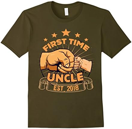 Mens Mens First Time Uncle Est 2018 Gift For New Uncle T-Shirt Small Olive