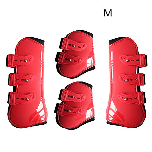 GEZICHTA 4 Pack Adjustable Front Hind Horse Leg Boots Protection Wraps, PU Shell Shockproof Horse Leg Protective Guards Protective Gear for Horse Jumping, Riding, Eventing - Thumbnail 6
