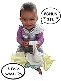 Face Washer Baby - Bamboo Washcloths 6 Count Premium FREE Baby Bib - 100% Natural Bamboo Towels Washcloths - Baby Washcloths - Bamboo Washcloths - Bamboo Towels Baby - Facial Supplies for Kids
