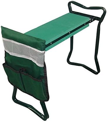 MTB Heavy Duty Folding Garden Kneeler and Seat for Weeding and Portable Garden Stool Seat with Bonus Tool Pouch, EVA Kneeling Pad