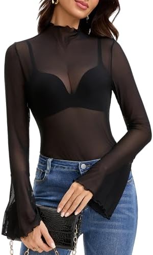 CYCLAMEN 2023 Women's Rave Mesh See Through Crop Tops with Buckle