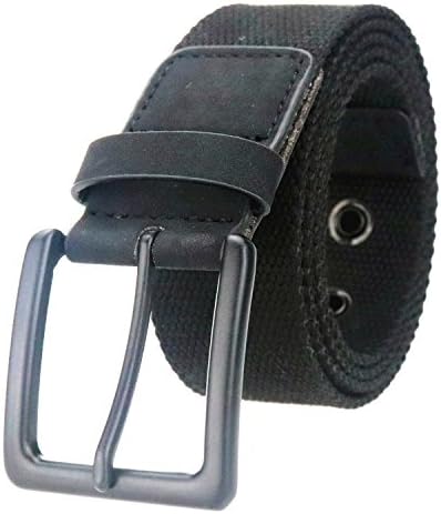 Men's Web Belt Breathable Military Tactical Canvas Casual Belt, Men Water-Washed Webbing Belt With Metal Buckle (Small(27"-33"), Black-Buckle Black)