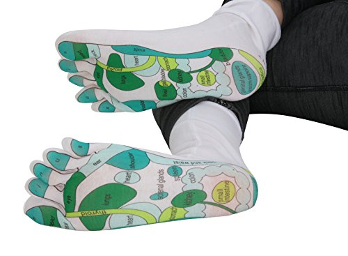 Deluxe Comfort Women's Smart Step Moisturizing Spa Socks, One Size Fits All – Reflexology Single Toe Design – Helps Prevent Dry Skin – Far East Healing Principles – Socks, White