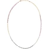 JIAJIA Women's 14k Connection Mini Pearl and Rainbow Necklace, Rainbow/White, One Size