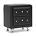 Baxton Studio Stella Upholstered Modern Nightstand, 20.25 in x 16 in x 23.75 in, Black