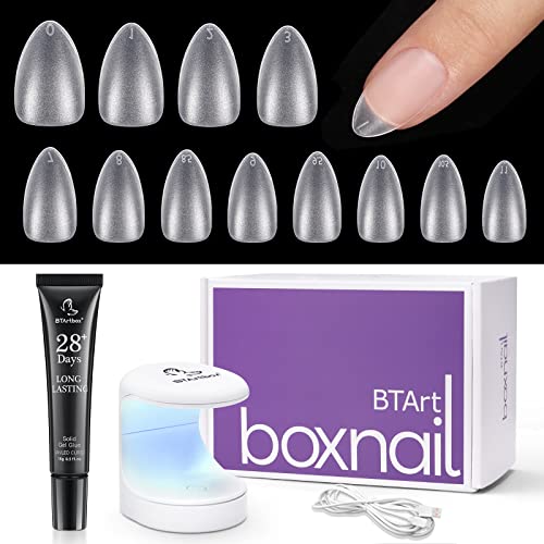 Gel Nail Kit Short Almond BTArbox Soft Gel Nail Tips and Solid Nail Glue Gel Kit, 300pcs Short