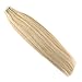 Moresoo 18 Inch Balayage Colored Tape in Extensions Bleach Blonde (Color 613) Highlighted with Honey Blonde Highlights Remy Human Hair PU Tape in Hair Extensions 20pcs/50g Weft Hair