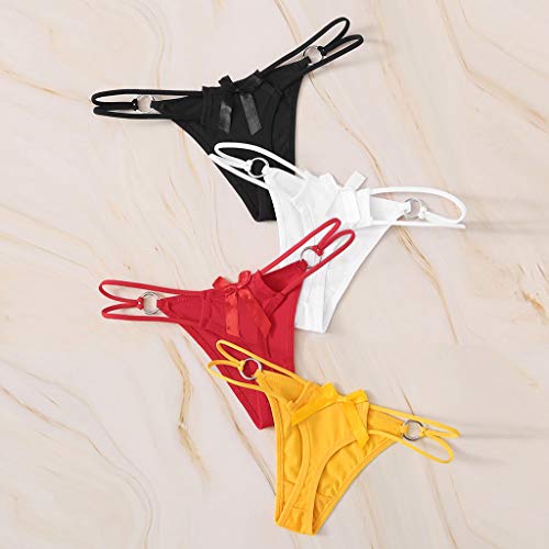 4 Stück Mini Tanges Damen Höschen Sexy Hose Low Waist Spitze Wäsche String Dessous Unterwäsche Lingerie Thongs Ouvert… – Bild 3
