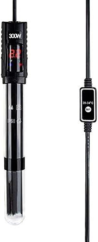 LNSTUDIO Aquarium Heater, 300W Submersible Fish Tank Heater with Visible Temperature Setting&Protective Sleeve,Auto built-in Thermostat with Suction Cup Heating Rod