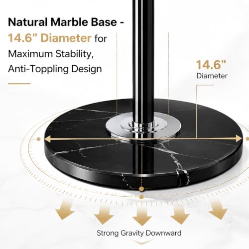 AUTOYSUR Metal Coat Rack Stand with Natural Marble Base, Tree Coat Rack Stand, Free Standing Hall Tree with 12 Hooks for Hanging Scarf, Bag, Jacket, Home Entry-way Hat Hanger Organizer (Black)