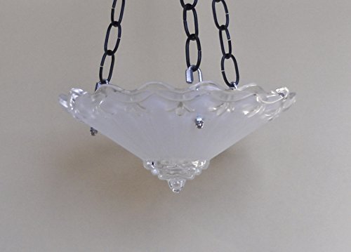 Vintage hanging glass bird feeder in frosted white with petite flower design